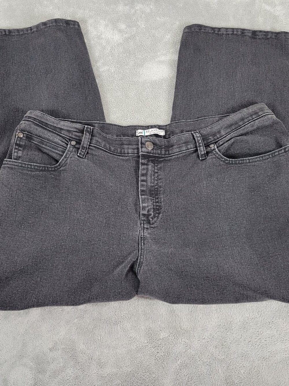 Lee Womens Plus Size 20W Black Cropped Jeans Relaxed Waist‎ Stretch SL37E